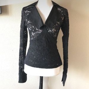 Lace anne fontain wrap shirt